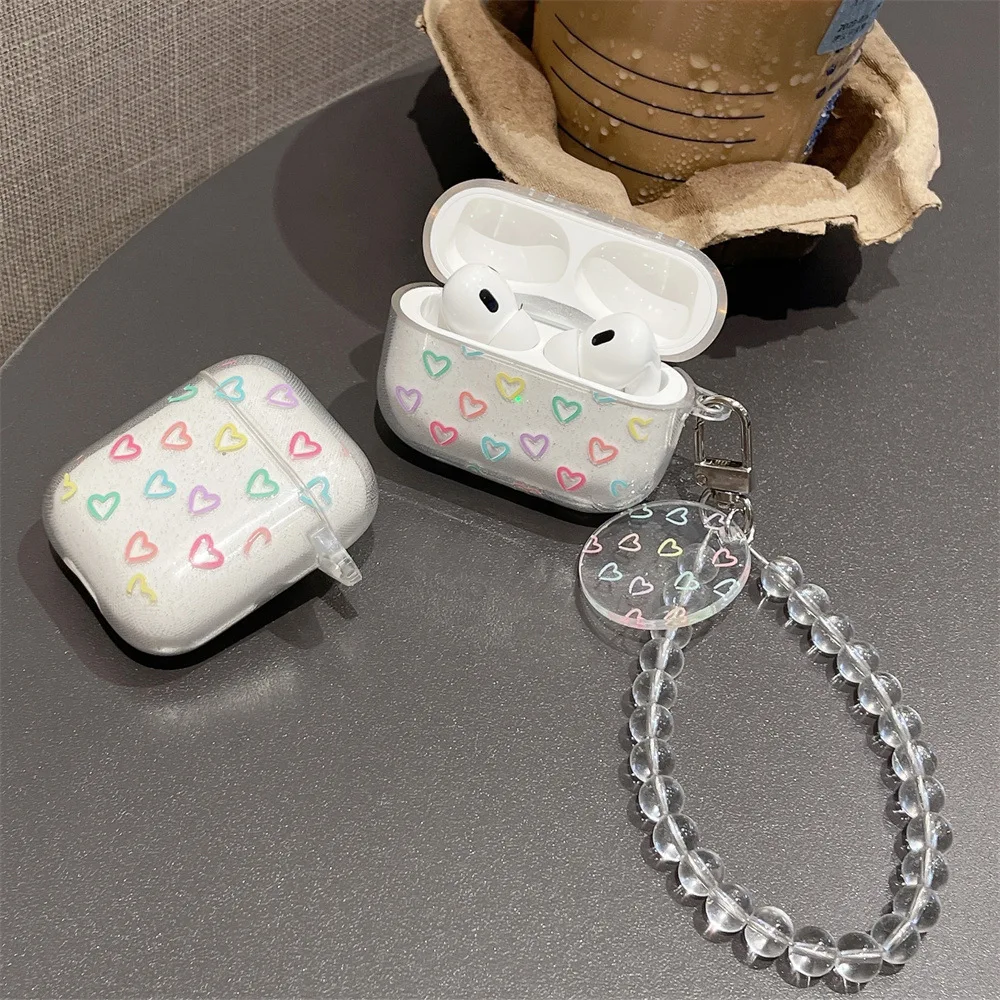 แฟชั่นดอกไม้ Glitter เงาสําหรับ AirPods 1 2 3 4 หูฟังไร้สายบลูทูธสร้อยข้อมือสําหรับ Apple airpods Pro 2nd Funda