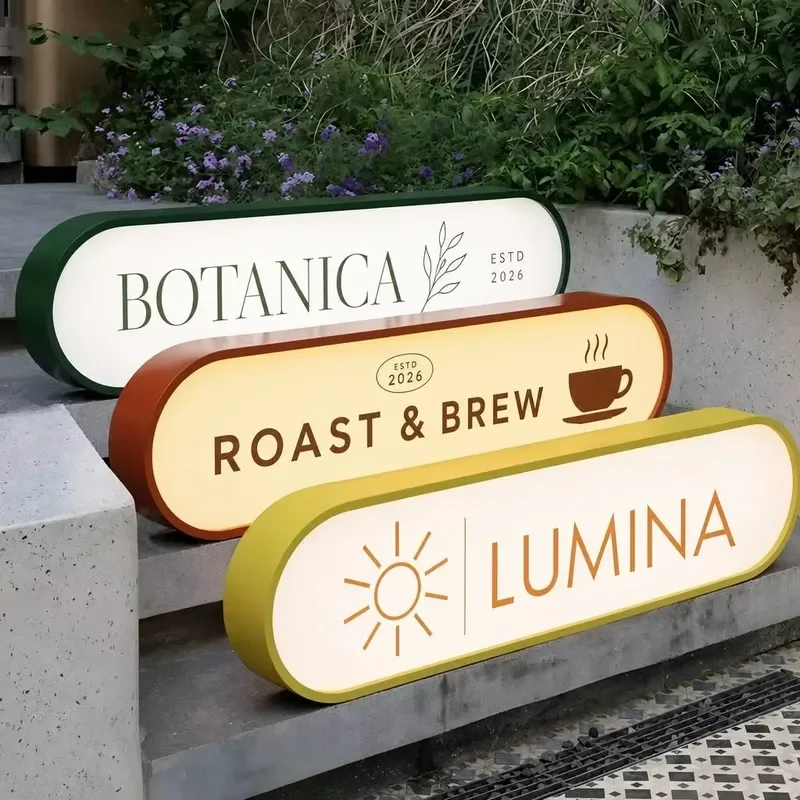 Custom LED Light Box Wall Mounted Acrylic Signage Metal Frame Luminous Display Board for Coffee Shop Office Park Decoration