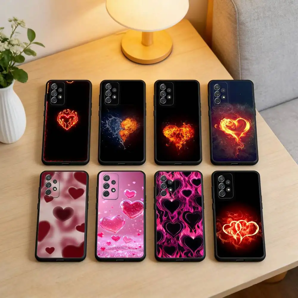 

H-Hot heart Phone Case For Samsung Galaxy A73,A72,A71,A70,A53,A52,A51,Soft Silicone Black Cover