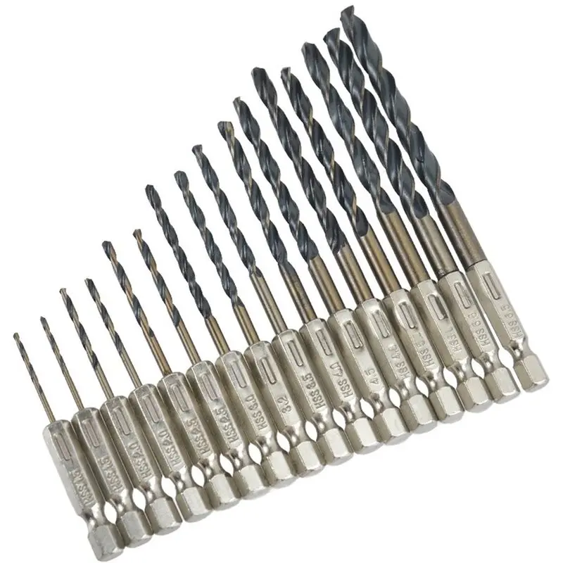 

FYBL-High Speed Steel Hex Shank Metric Drill Bit Set(16 PCS), 1.5Mm To 6.5Mm Quick Change Impact Driver Bits