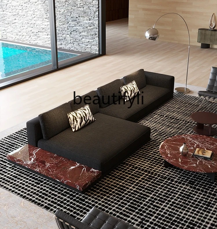 Fabric Sofa Imported Cotton Linen Villa Living Room Italian Minimalist Down Sofa