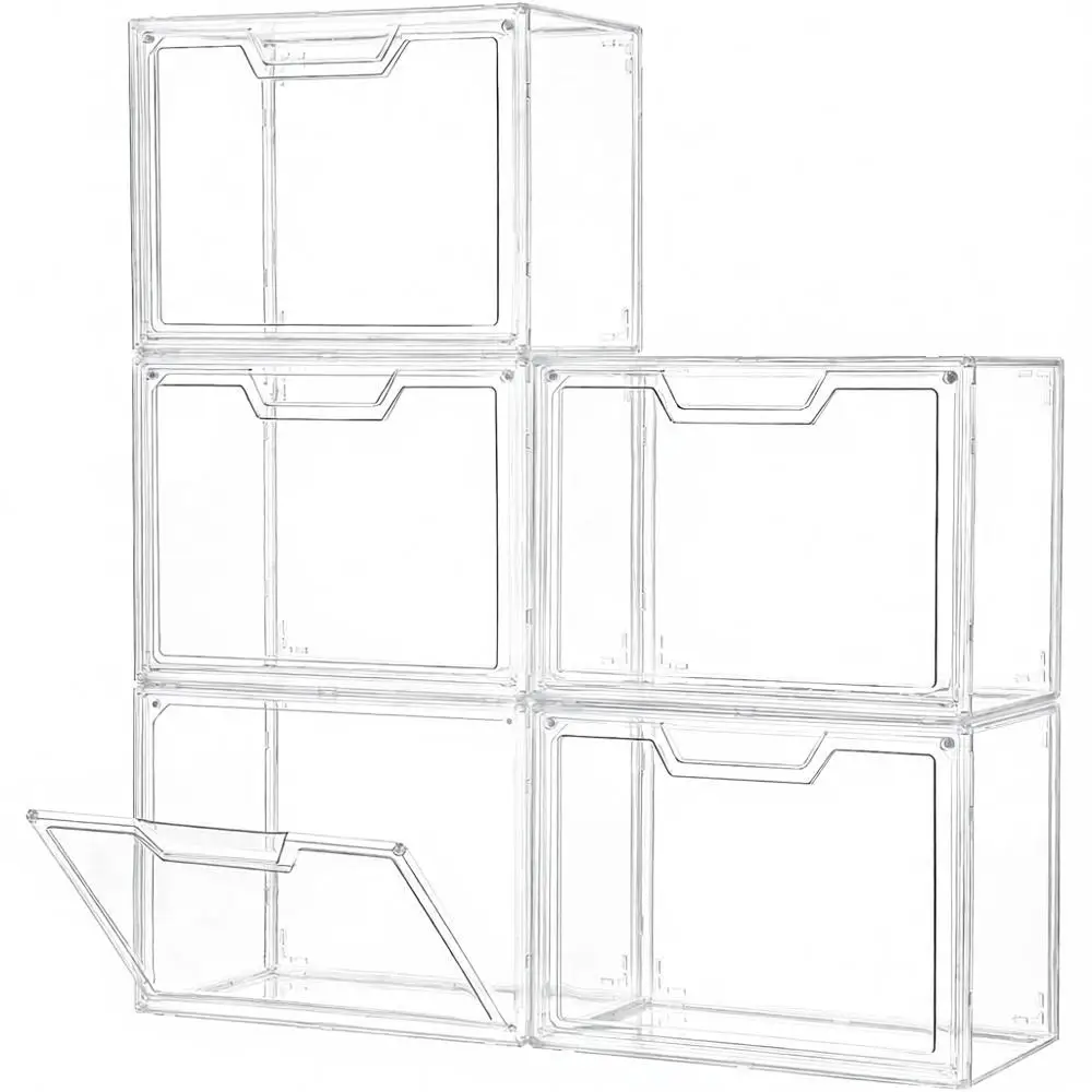 

Набор из 5 прозрачных акриловых коробок для хранения с крышками для аксессуаров, коллекционных предметов и сумок