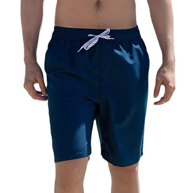 

Мужские однотонные быстросохнущие пляжные шорты свободного кроя, повседневные плавки до колен для летнего отдыха и серфинга
