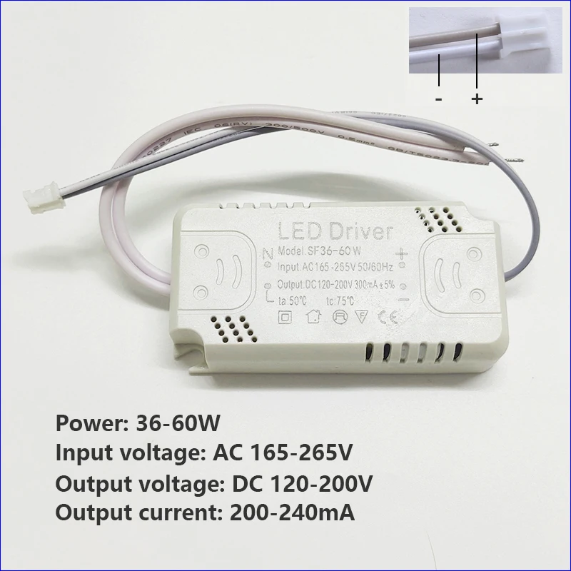 LED Driver Adapter For LED Lighting AC165-265V Non-Isolating Transformer For LED Ceiling Light Replacement 8-24W 30-50W 60-80W