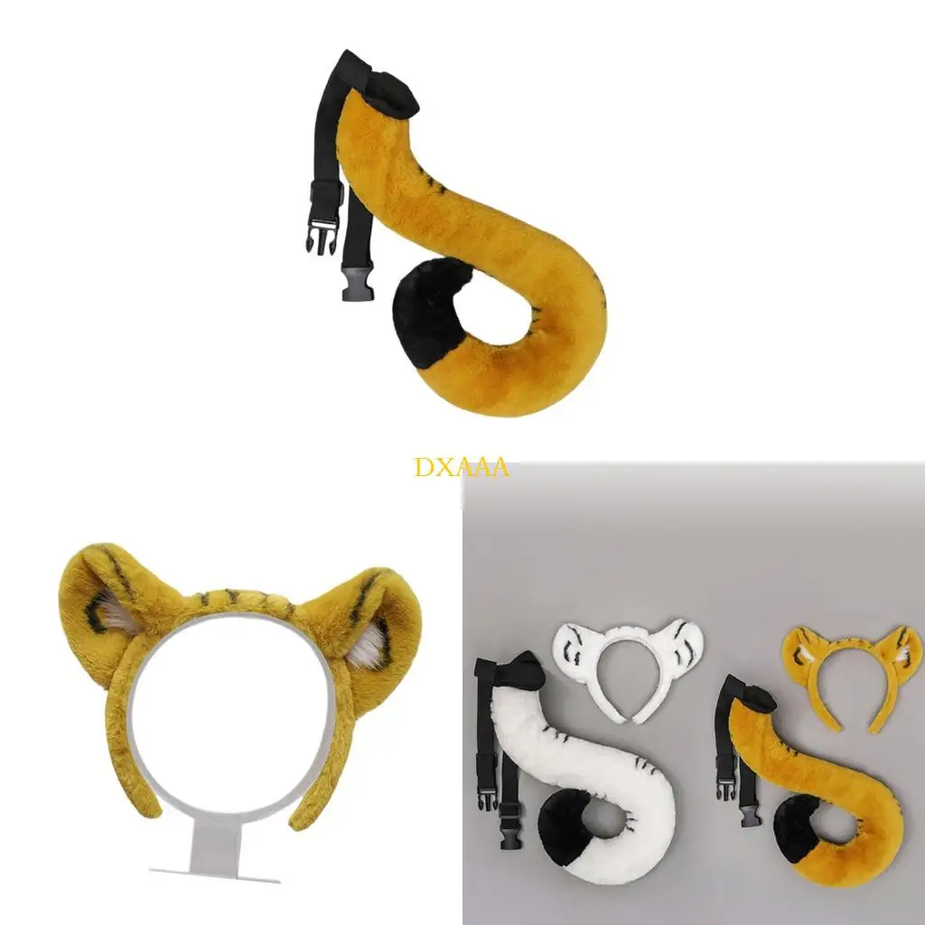 DXAA 1Pc Halloween Tigers Costumes for Kids Toddlers Animal Costume Cosplay Accessories Tigers Ears Headband Gloves Tail