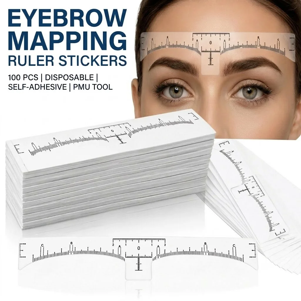 100/50/10pcs Disposable Eyebrow Ruler Stickers Microblading Brow Mapping Guide Adhesive Measurement Stencil Tattoo Accessories