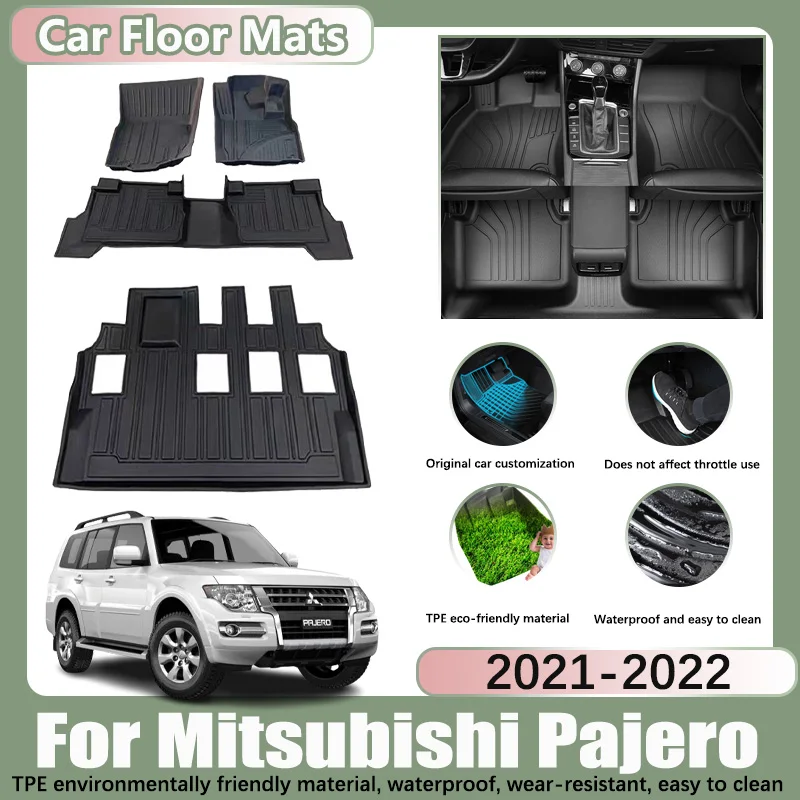 RHD Car Floor Mat for Mitsubishi Pajero 2021 2022 NX Black Carpet Anti-dirt Waterproof Foot Pad Custom Liner Mats Accessories