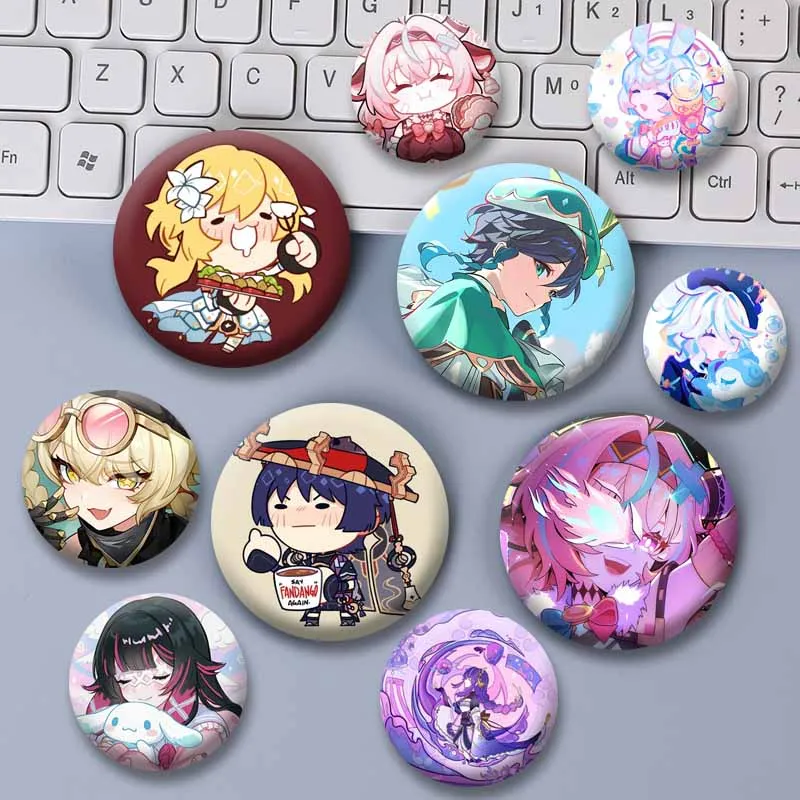 

Game Peripheral Genshin Impact Circular Brooch Fashion Jewelry Accessories Cartoon Character Enamel Pin Clothing Bag Lapel Badge