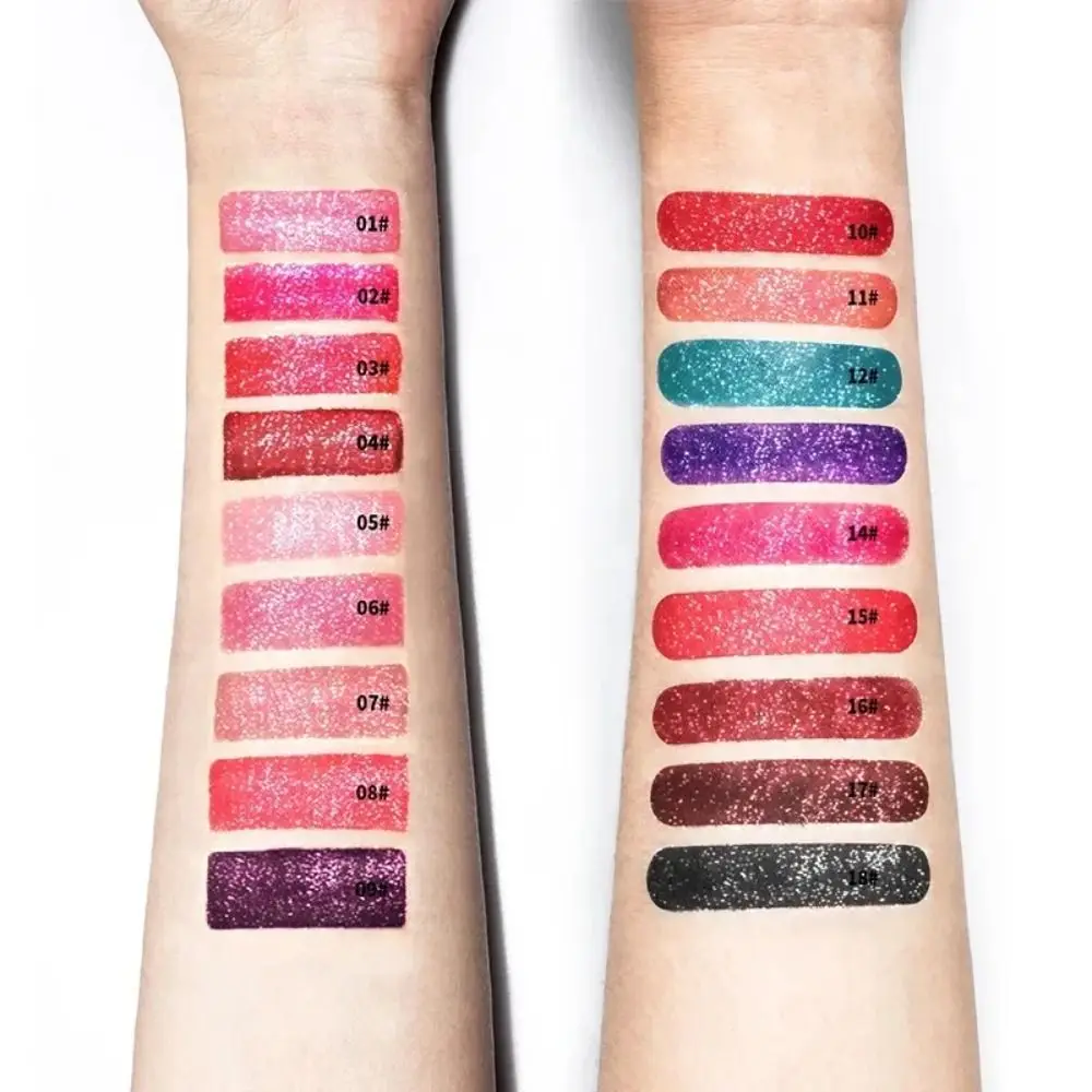 Nieuwe 10-kleuren parelmoer lipgloss matte waterdichte vloeibare lippenstift make-up cosmetica diamant lipgloss glanzende lipgloss