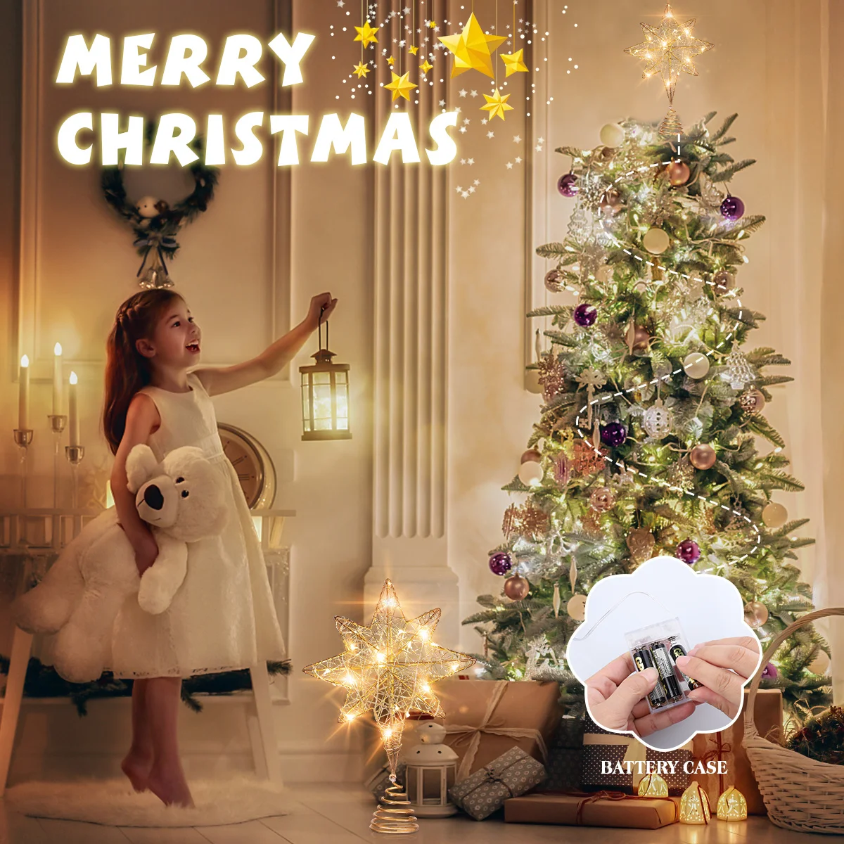 

Iron Star Outdoor Decor Lighted Tree Topper Holiday Large Mini Metal Ornate Ornaments