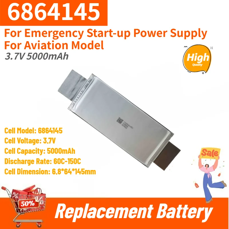 6864145 Battery 3.7V 5000mAh for Emergency Start-up Power Supply/Aviation Model High Quality Replacement Battery
