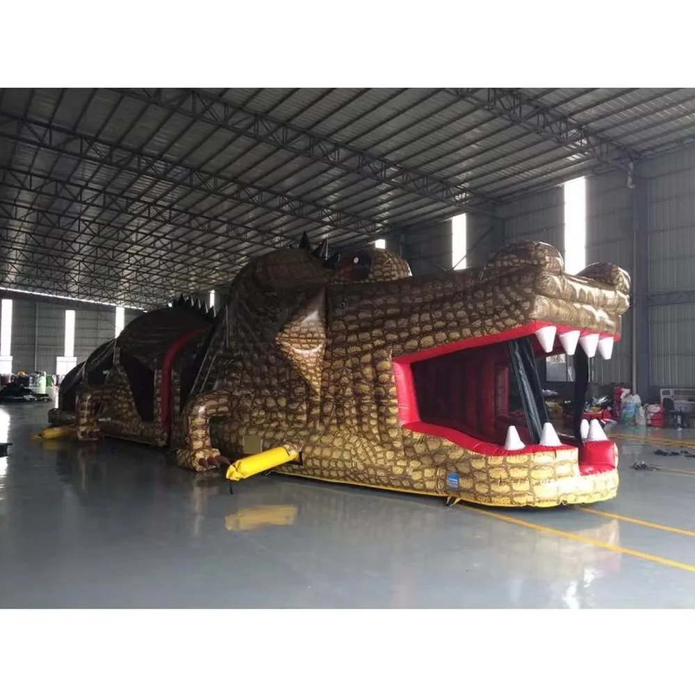 Inflatable Crocodile Alligator Obstacle Course Outdoor Challenge Game for Kids and Adults Durable PVC Racing Fun for