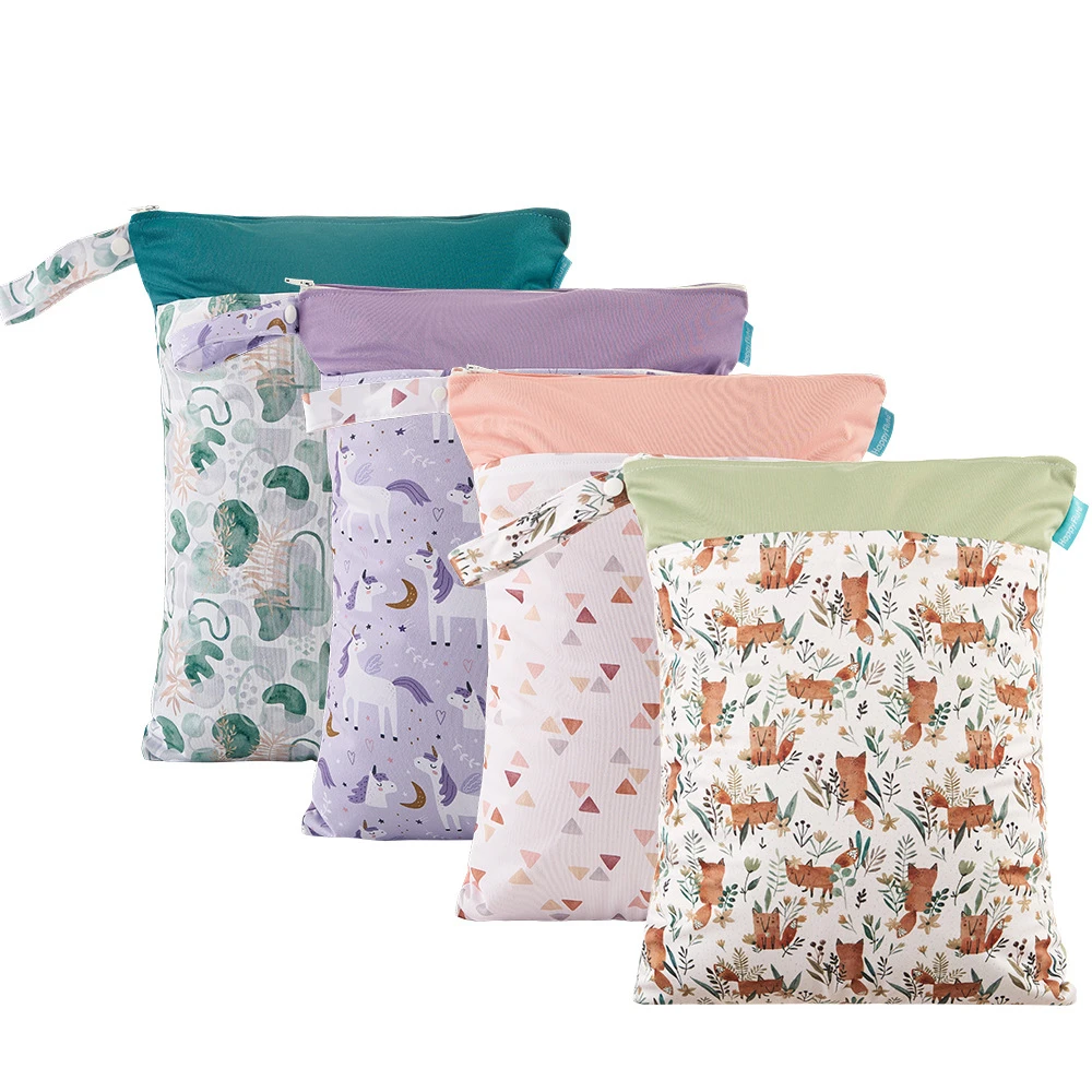 

Printed 30x40cm Wetbag 1pcs With Handle Reusable Waterproof Cartoon Prints Wet Dry Diaper Bag