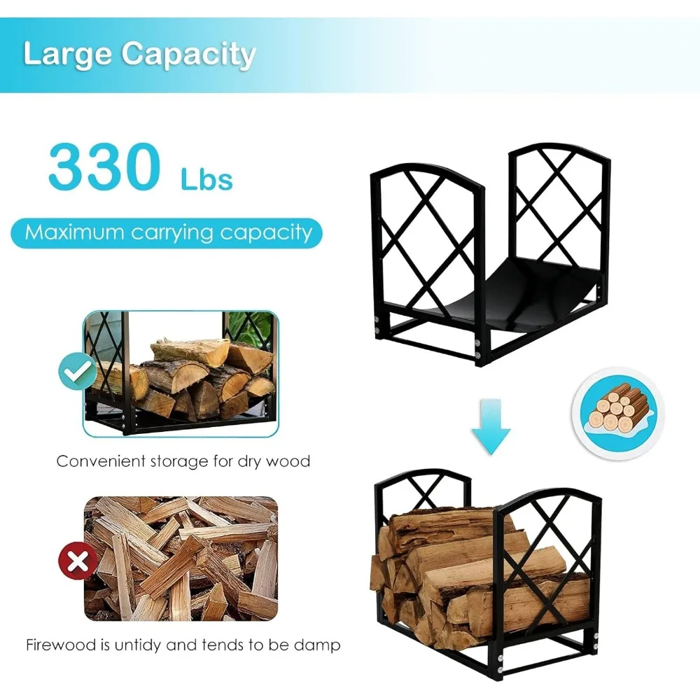 Lenha Log Rack com Scrolls, Organizadores De Armazenamento, Heavy Duty Titular, Exterior e Interior, Lareira Fogão e Fire Pit Acessório