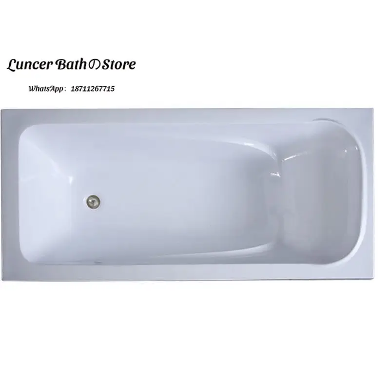 Thick Embedded Acrylic Bathtub, Rectangle Soaking Bath for Bathroom, 1.2m-1.9m Drop In Tub with Drain Included
