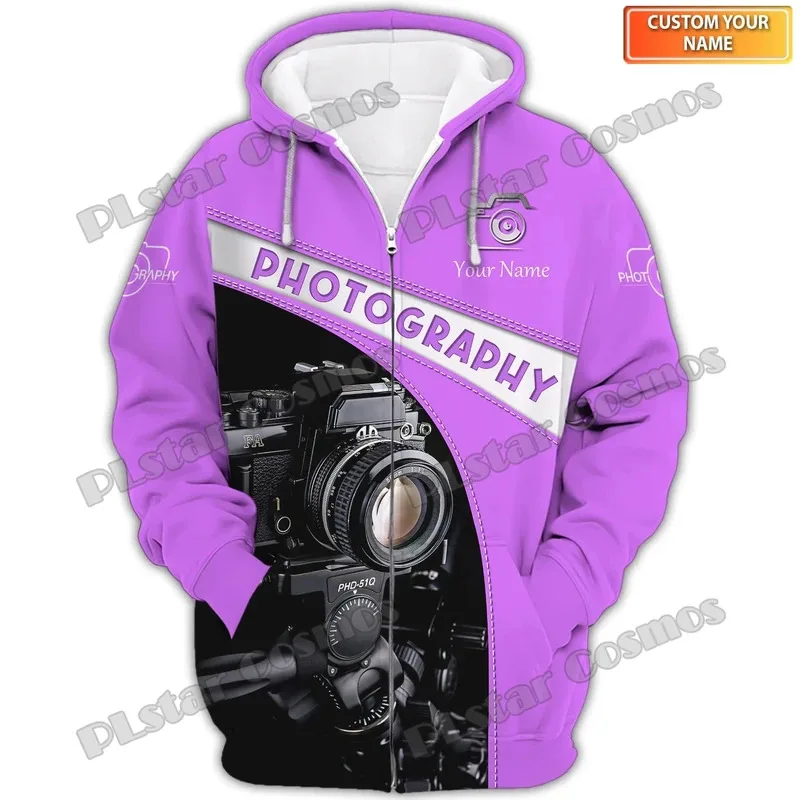 20151123 اسم مخصص نمط الكاميرا تصميم مصور ثلاثية الأبعاد مطبوعة موضة الرجال حتى هوديس الخريف للجنسين عادية البريدي Pullove