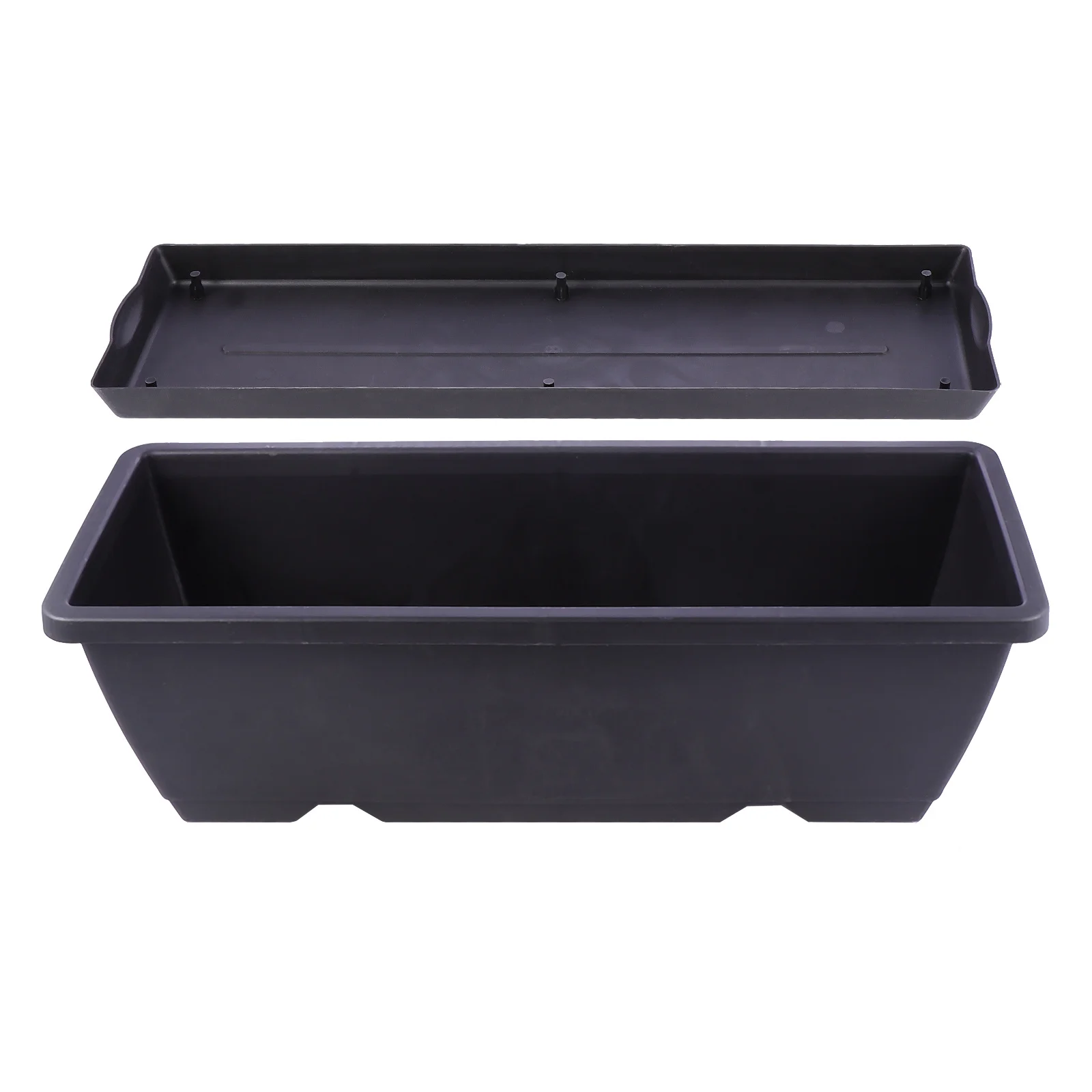 

Plastic Rectangular Planter with Drainage Hole and Saucer for Flowers Herbs Vegetables Tall Garden Plant Pot Ideal for Living