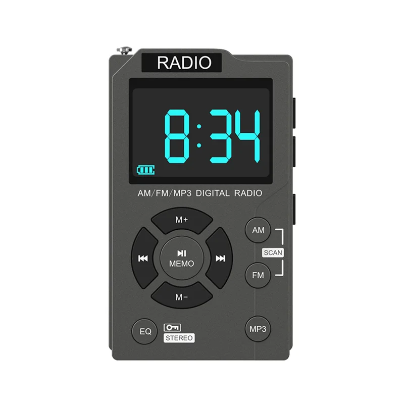 Portable Mini Radio Pocket AM FM Digital Radio Receiver Auto-Search Channel TF Card MP3 Music Player