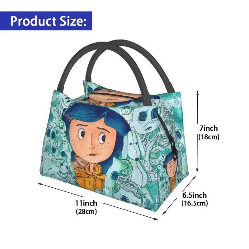 Horror Halloween Movie Coraline Resuable Lunch Box  Thermal Cooler Food Insulated Lunch Bag Office Work Pinic Container