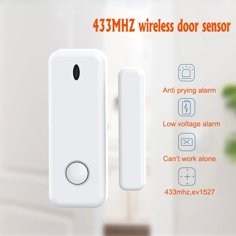 TAIBOAN Alarm pintu nirkabel 433mhz, Sensor pintu jendela terbuka/tertutup, aksesori detektor untuk Alarm keamanan rumah Host/Panel