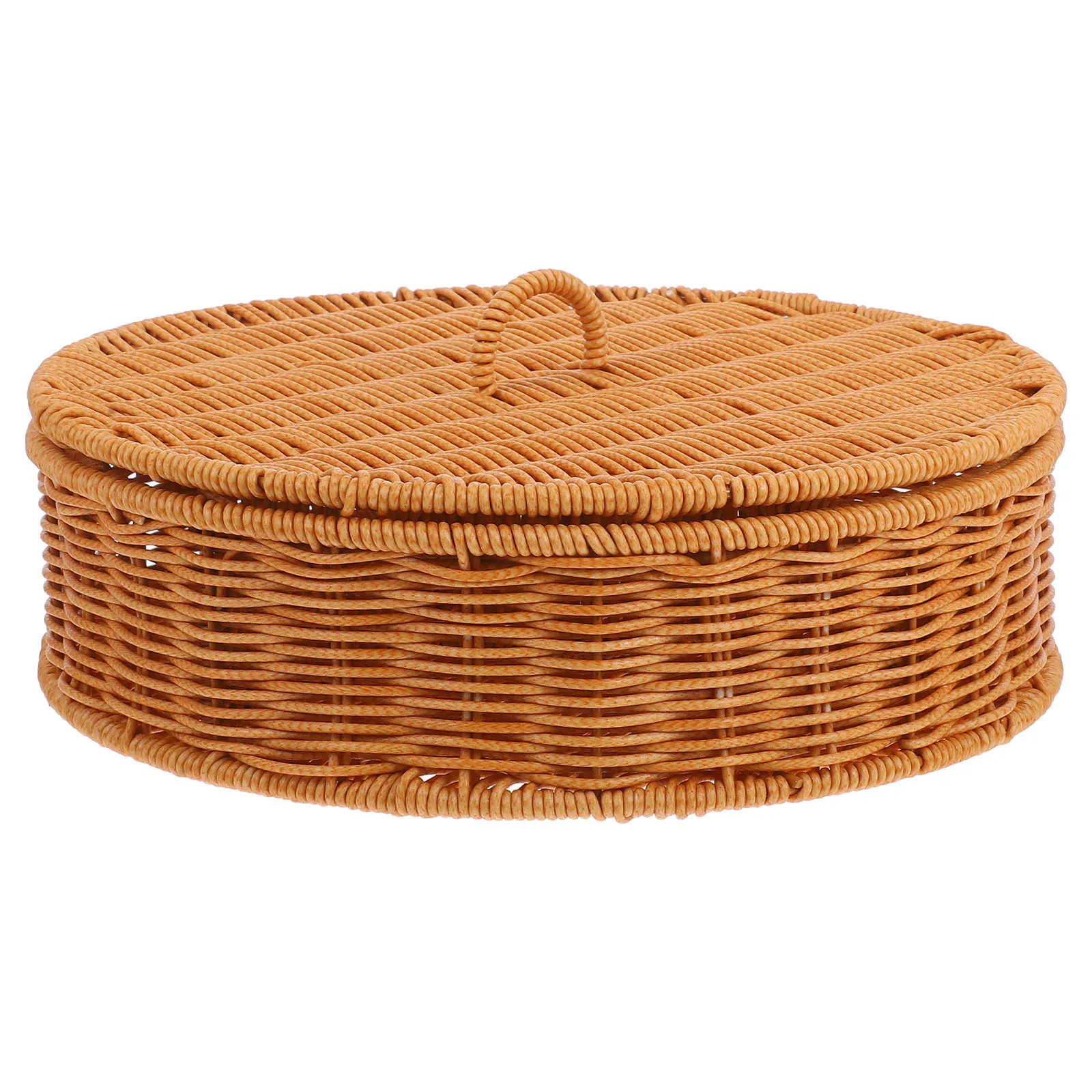 

1pcs Large Storage Basket With Lid 5 Compartments Removable Dividers Woven Rattan Snacks Fruit Candy Organizer Farmhouse Tray