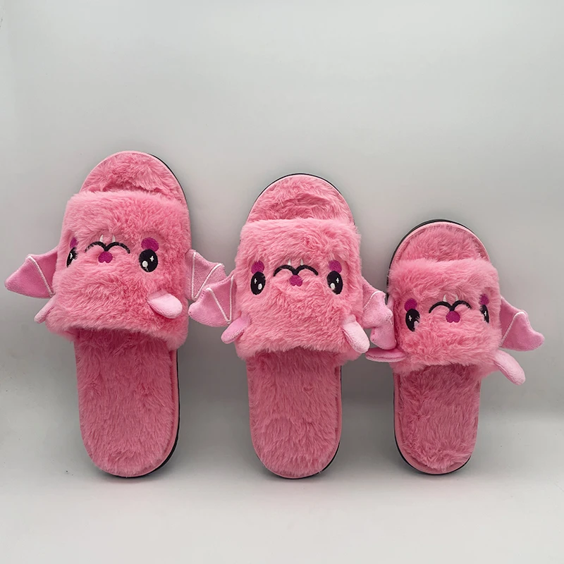 Halloween New Bat Slippers Women Plush Shoes Lightweight Home Silent Fuzzy Slipper Men Flip Flops Cartoon Kid Adults Flat Slides