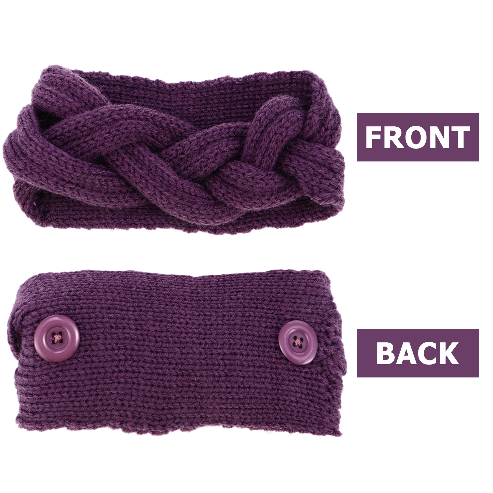 

5Pcs Warm s Knitted Elastic Wrap Button Yarn Turban With Button Sports Ear Warmer Turban Style Practical Gifts