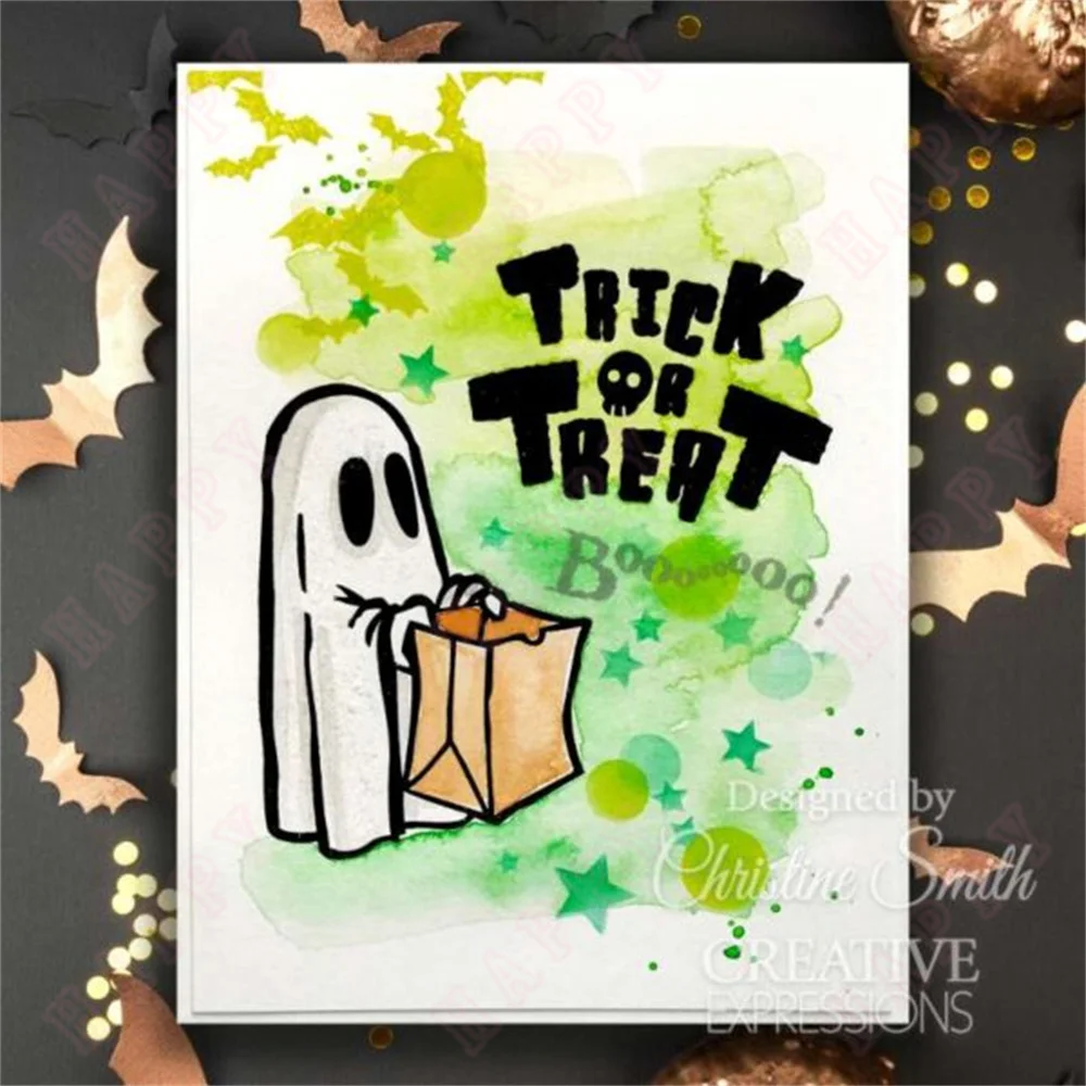 Trick or Treat Seals Silicone Stamps Scrapbook Decoration Embossing Template Diy Greeting Card Handmade Vintage Halloween 2024