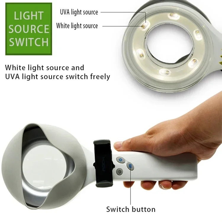 Uva ライトスキンアナライザー皮膚と髪の検査白癬癜風ポータブル皮膚鏡 9000b