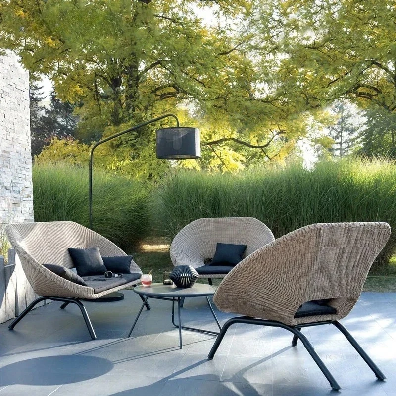 & Luxury Rattan Beach Chairs for Hotel Villa Terrace Outdoor Chair Creative Designer Outdoor Furniture Patio Backrest Beach Chai