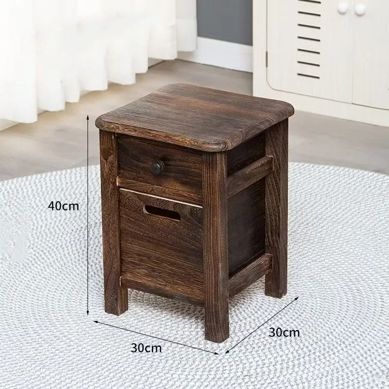 Wooden Stool with Storage, Entryway Shoe Bench, Drawer Side Table, Children's Learning Chair,Multi-functional Home Organizer