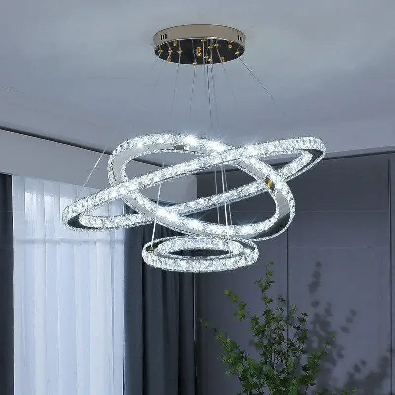 Imagem -02 - Crystal Chandelier For Staircase Pendant Lamp For Apartment Lobby Exhibition Hall Winfordo Living Room Lighting