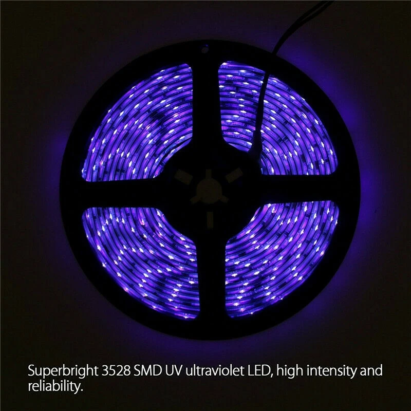 10M LED UV Light Strip Ultraviolet Flexible Purple 33FT Blacklight 600 Leds Disinfect Light Strip