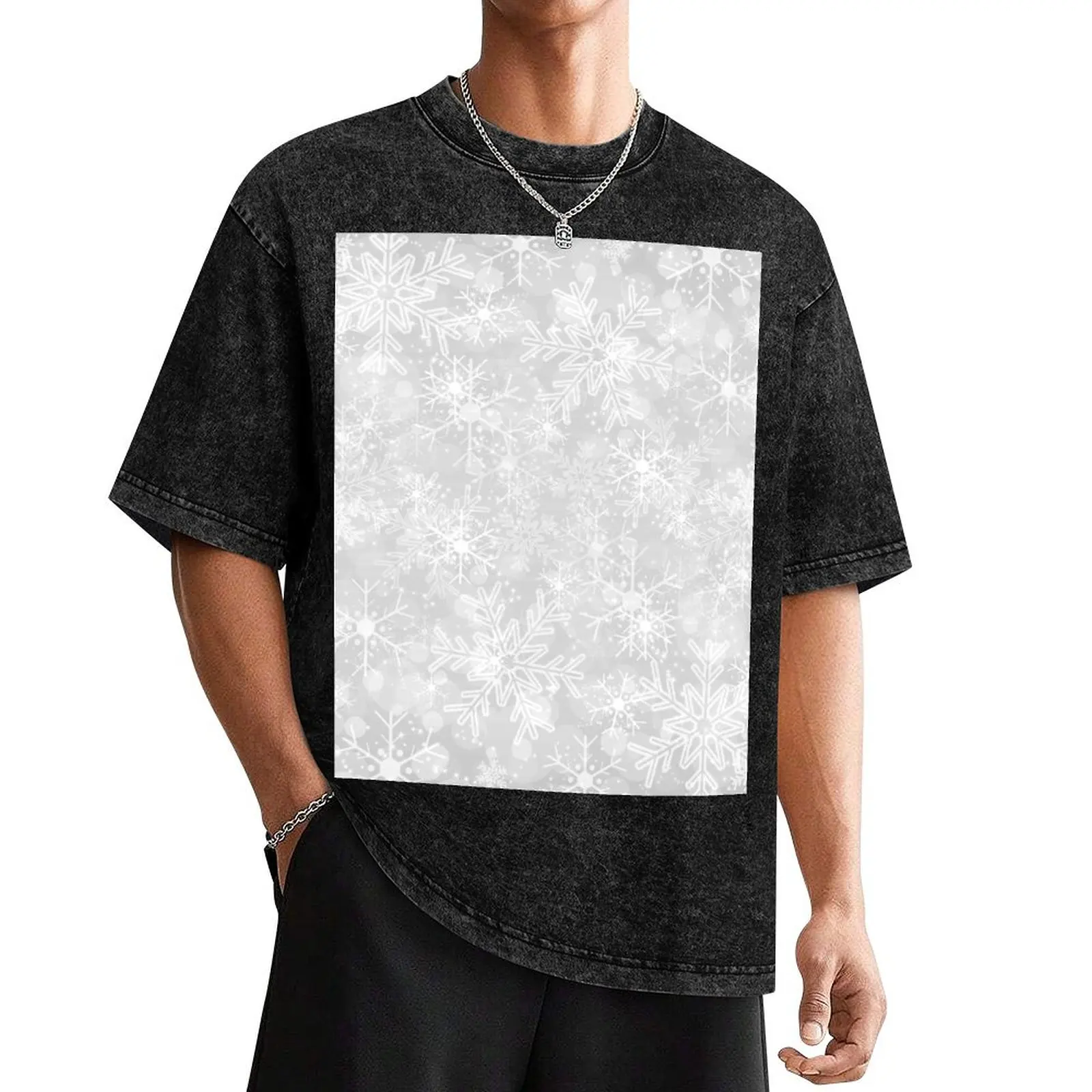 

Winter Silver Snowflakes Pattern T-Shirt graphic t shirt vintage plain Funny t-shirts men clothing