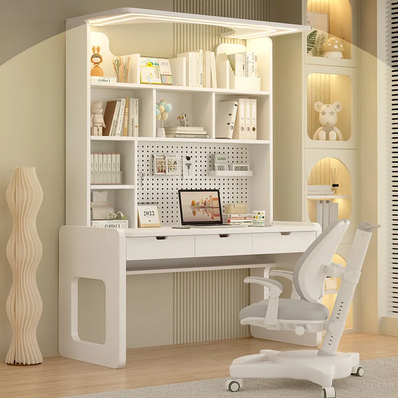 

#Solid Pine Wood Student Study Desk Integrated Bookshelf Wall-Mounted for Home Bedroom Use Small Single-Person Computer Desk for