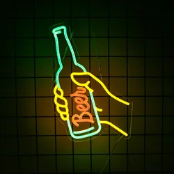 Beer Neon Signs LED Neon Light Sign Light Up Neon Signs Wall Decor, Neon Bar Lights For Man Cave, Home Bar, Store, Club, Bistro