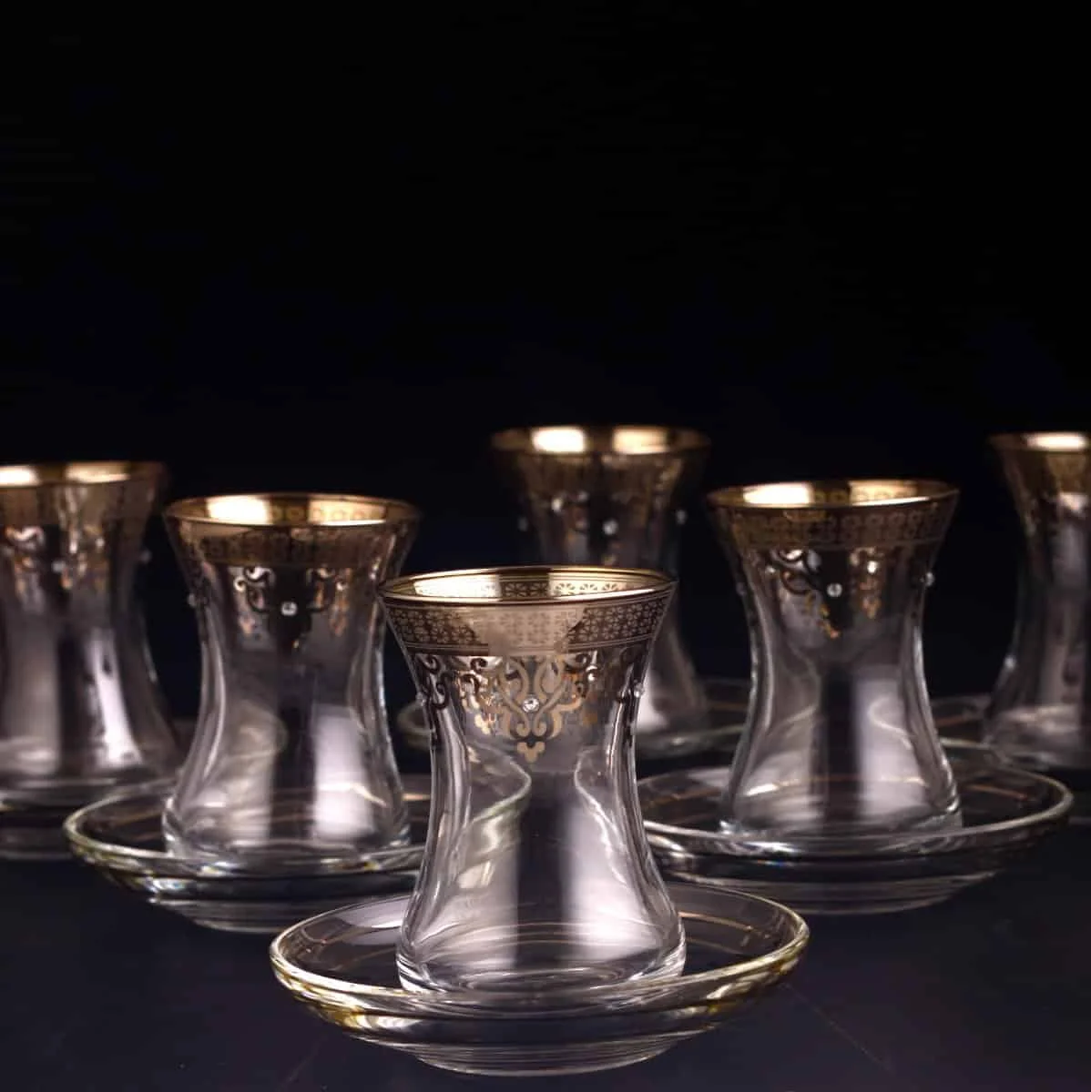 LaModaHome Turkish Arabic Tea Glasses Set of, Fancy Vintage Handmade Set for Serving, Teatime, new Home Wedding Gift Silver Coated