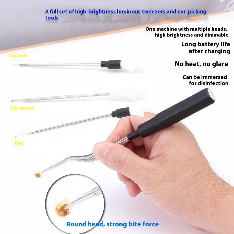 

1 шт. светящаяся ложка для ушей, набор для чистки ушей, инструмент для чистки ушей, средство для удаления ушной серы, легкий инструмент для кюретки ушей для детей и взрослых