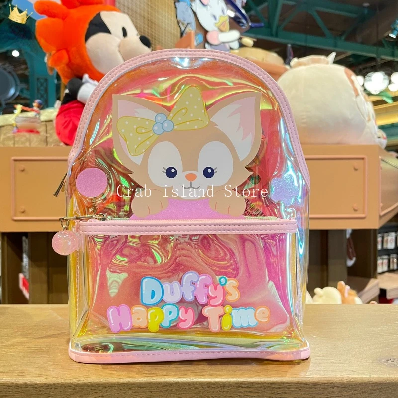 Original Disney Linabell Transparent Backpack Adjustable Shoulder Strap Waterproof Cartoon Cute Pattern Girl Christmas Gift