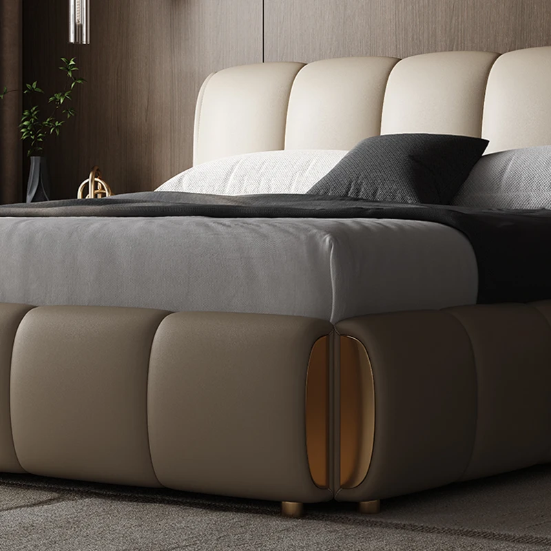 Lightweight Minimalist Leather Bed Sex Aesthetics Romantic Bed Bedroom Modern Minimalist Creative Beliche Postmodern Furniture