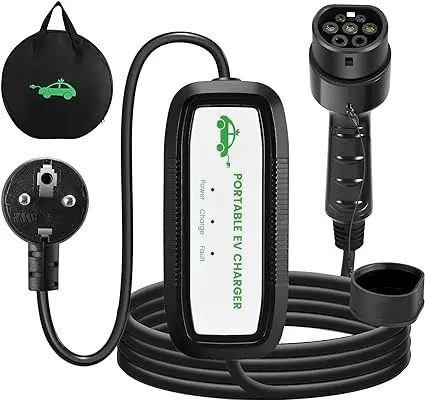 Schuko type 2 electric vehicle charger, portable electric vehicle type 2 charger 16A, electric vehicle fast charging cable