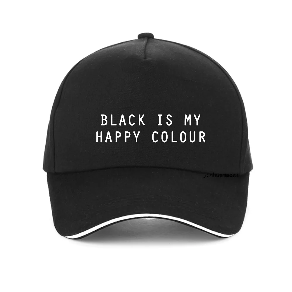 

Black Is My Happy Colour Letter Printed Breathable Baseball Cap Men Women Adjustable Snapback Hat HipHop Dad Hats Gorras Hombre