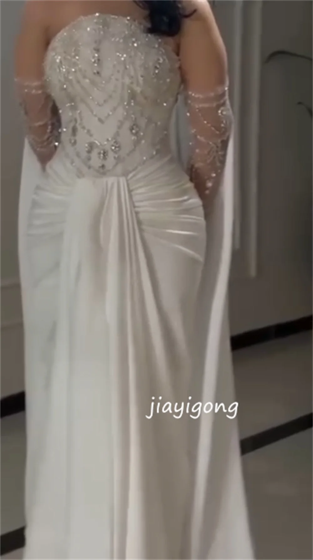 Customized High Quality Pattern Sequined Pleat Straight Strapless Long Dresses Bespoke Occasion Evening Exquisite