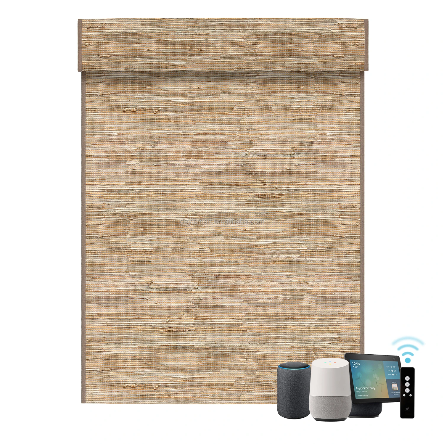 

Custom-made Sunroad Nature Smart Mat Laser Cut Bamboo Window Shade Roman Blind Hexagonal Fitting Woven Wood Blinds