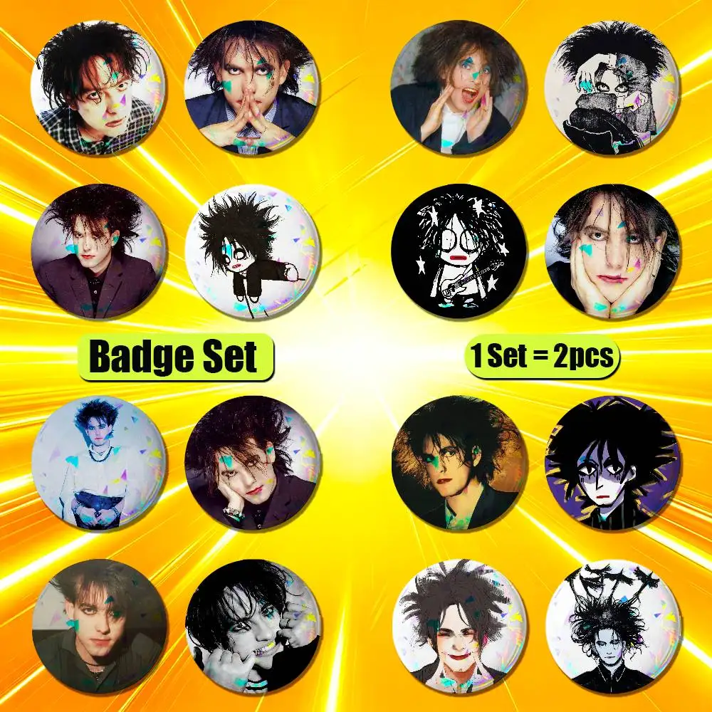 For Robert Smith The Cure Enamel Pin Badge Set 2PCS Round Button Metal Brooch Ita Bag Backpack Pins Custom