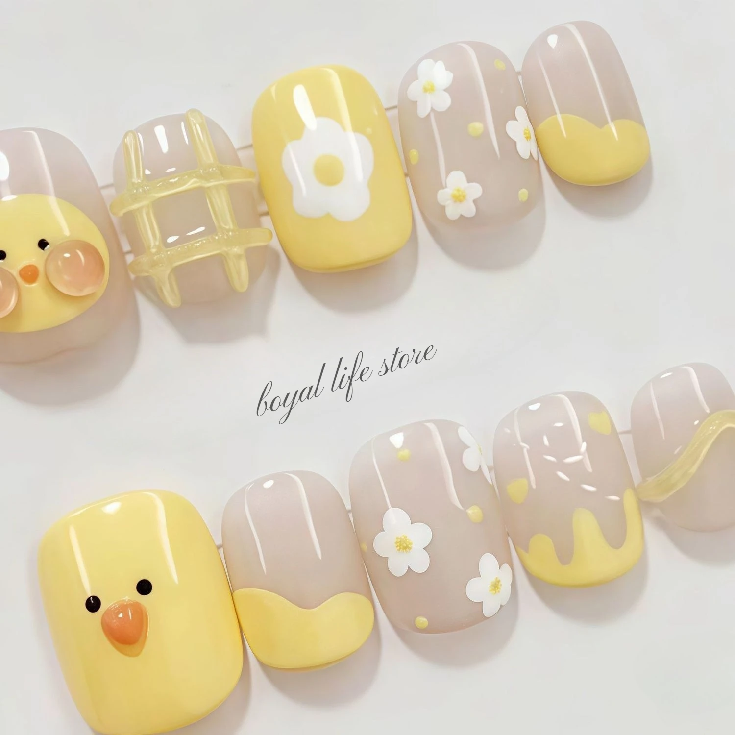 

10 шт. 3D типсы для ногтей ручной работы Little Ducky пресс для ногтей накладные ногти накладные ногти наклейки для дизайна ногтей