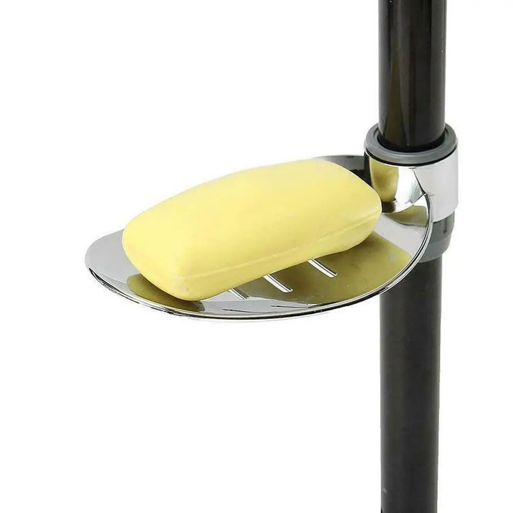 22/24/25MM For 22 24 25 mm Silver Bath Shower Home Adjustable Rail Slide Soap Dishes Soap Holder Leaf Shape Tray