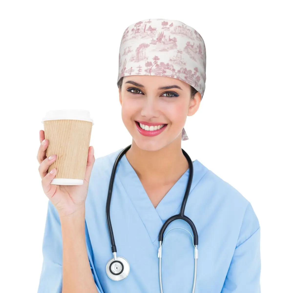 Винтажная рабочая кепка Toile De Jouy на заказ, удобная рабочая кепка для мужчин и женщин, румяно-розовая, белая, хирургическая шапка, скрабы для медсестры