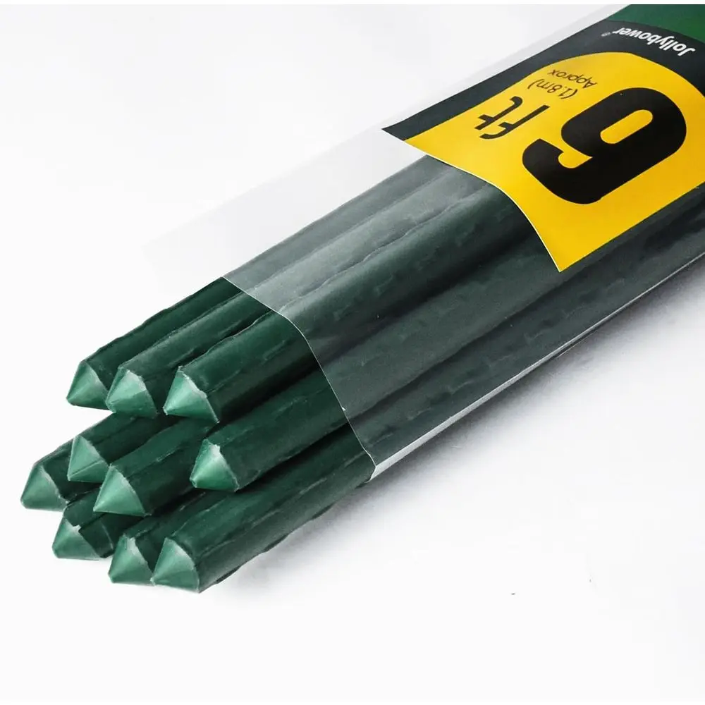 10 Pack 6-Foot Steel Plant Stakes with Plastic Coating for Garden Support