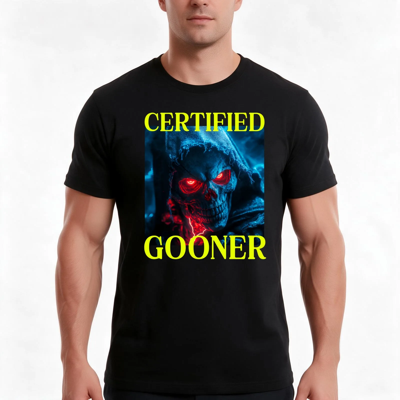Certified Gooner Hard Skeleton Oddly Specific Meme T-Shirt, Summer Casual Cotton Tee, Oversized Streetwear Tops, 100% Cotton